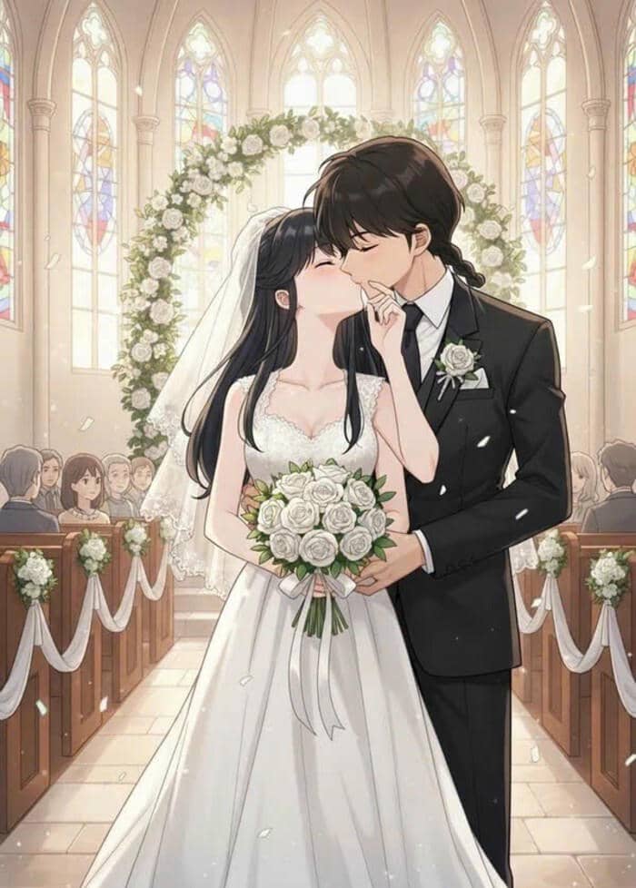 ảnh cưới anime hạnh phúc