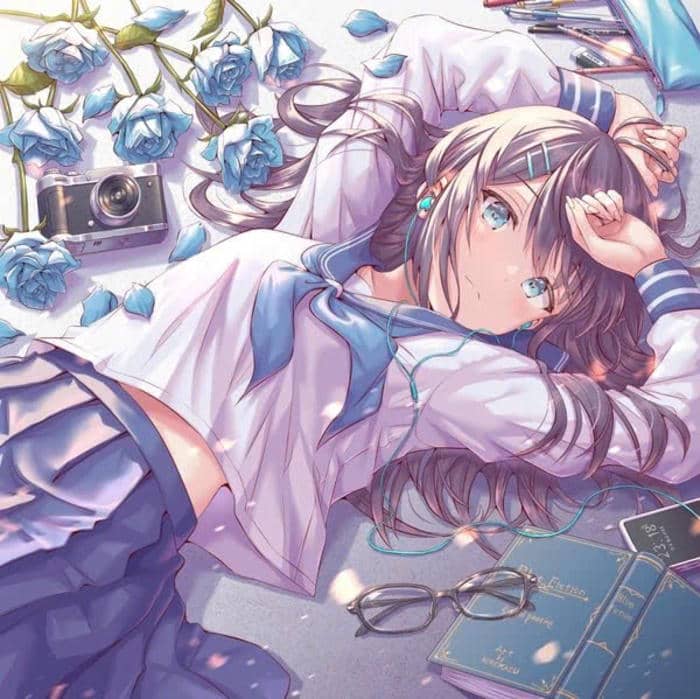 hình anime gái xinh mlem buồn