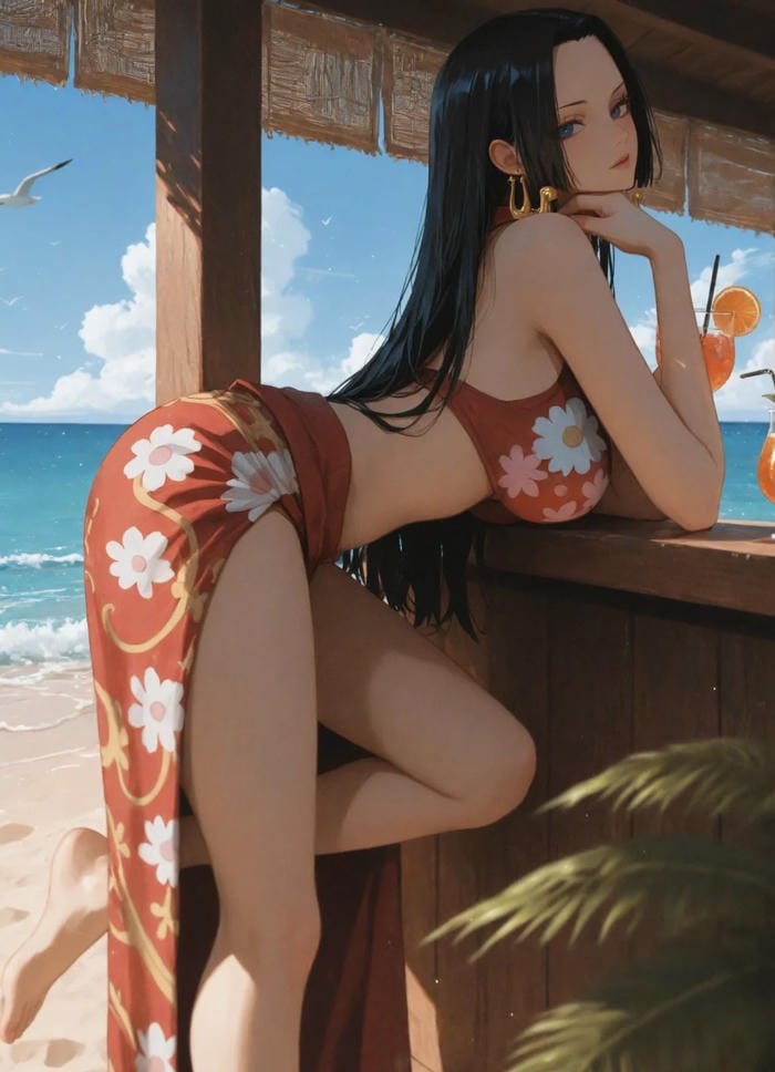 hình anime girl đi biển