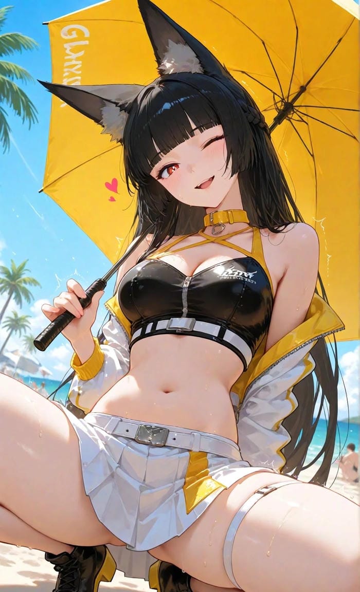 hình anime girl mặc bikini trong nắng