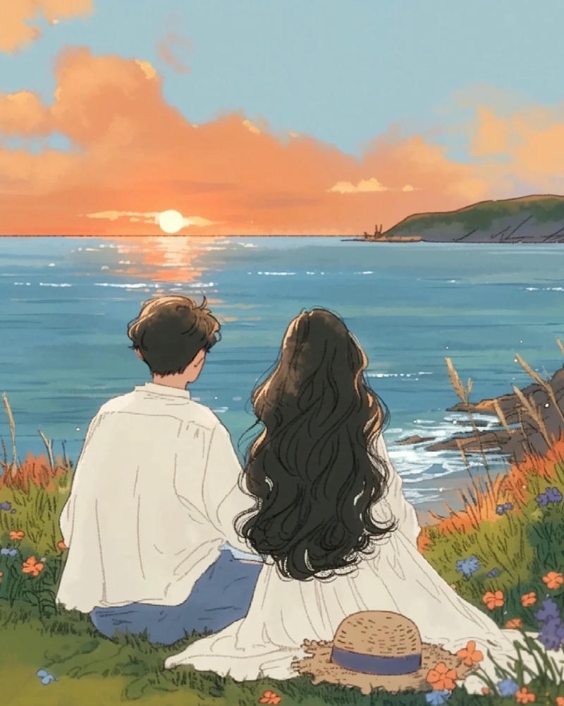 hình nền anime cặp đôi hạnh phúc