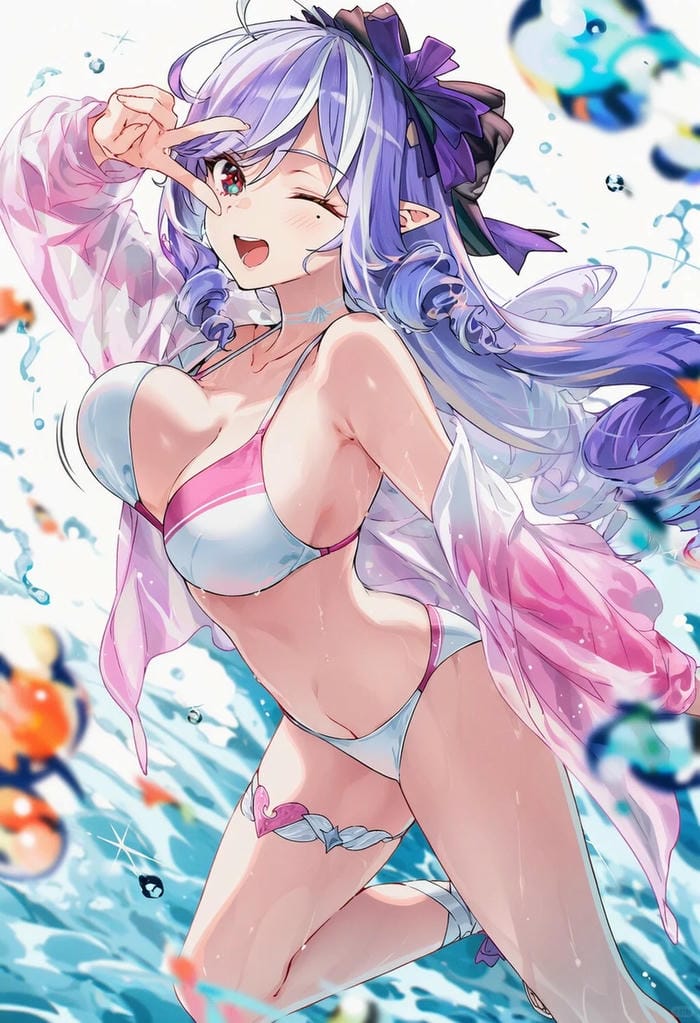hình nền anime mặc bikini bãi biển