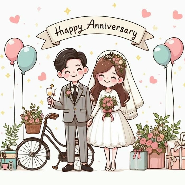 Bức hình cưới chibi cảm xúc vui vẻ