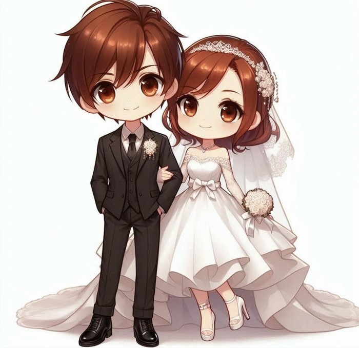 Bức hình cưới chibi lãng mạn