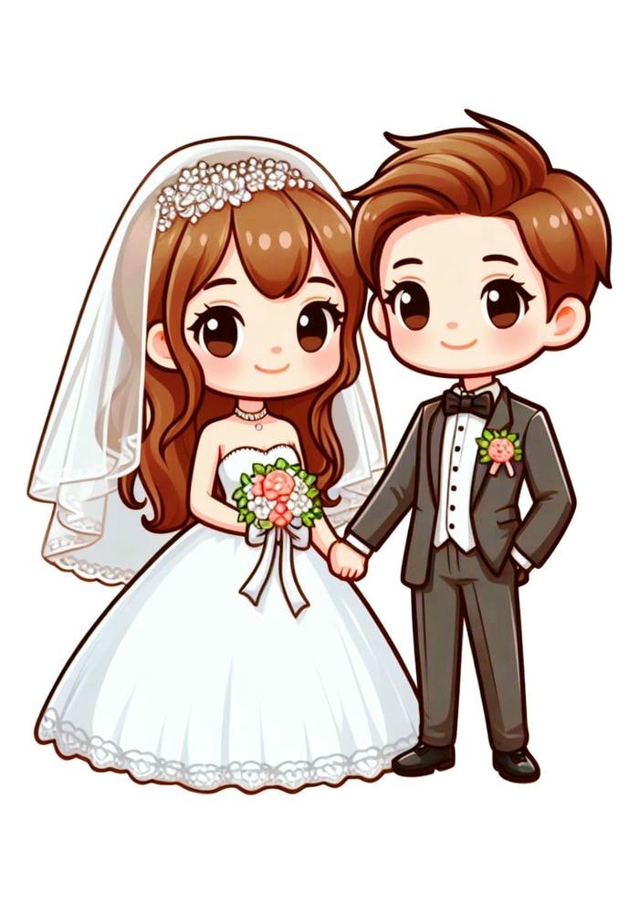 Cô dâu chú rể chibi dễ thương