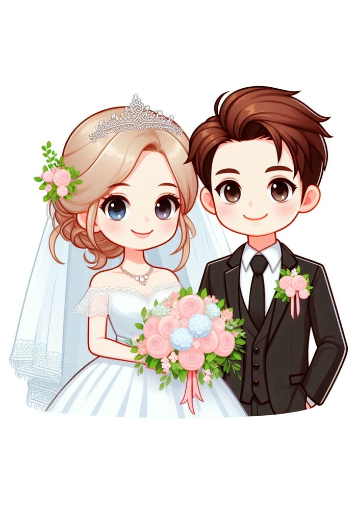 Hình ảnh chibi cưới ấm áp nhẹ nhàng