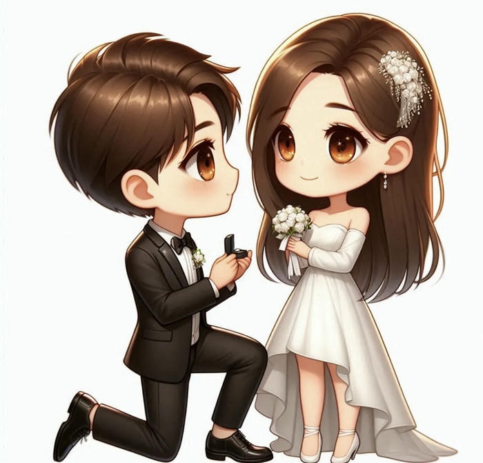 Hình ảnh chibi cưới đáng yêu lãng mạn