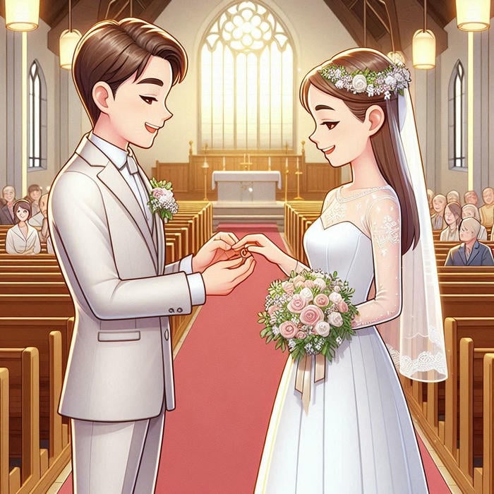 Hình ảnh cưới chibi tình cảm sâu lắng