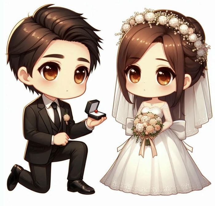 Hình ảnh dễ thương chibi cưới ngọt ngào