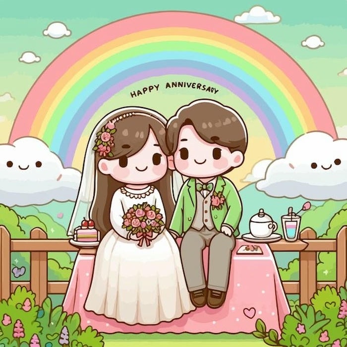 Hình cưới chibi bên nhau trọn đời