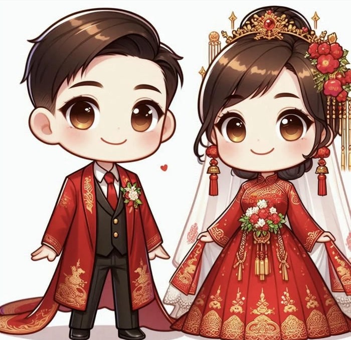 Hình cưới chibi đáng yêu lạ mắt