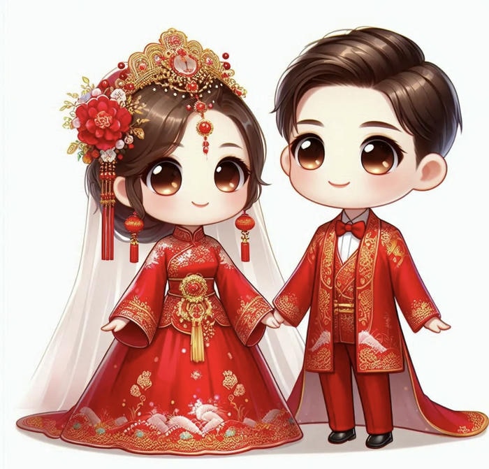 Hình cưới chibi kiểu Trung độc quyền