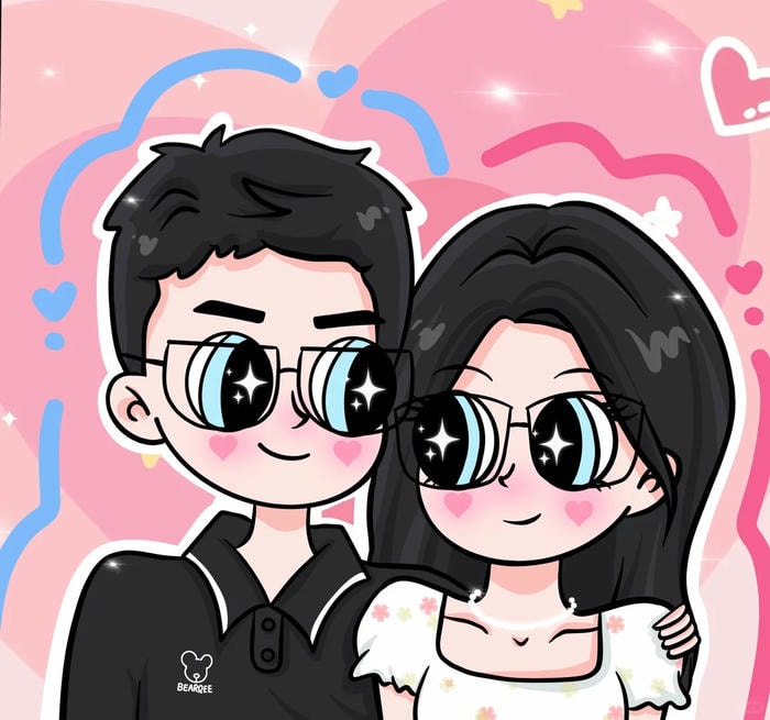 hình cặp đôi chibi dễ thương