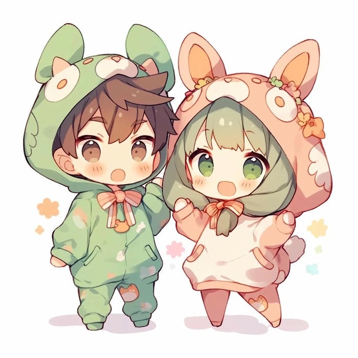hình cặp đôi chibi ngộ nghĩnh