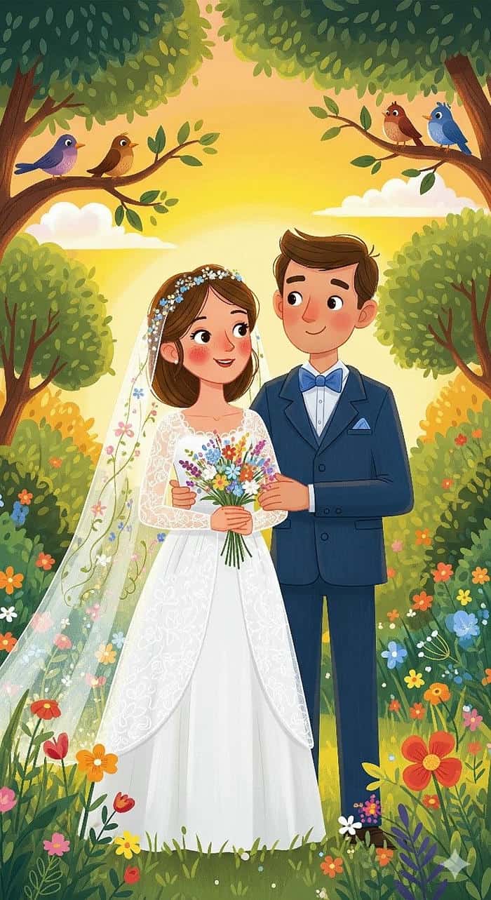 ảnh chibi cô dâu chú rể ngộ nghĩnh