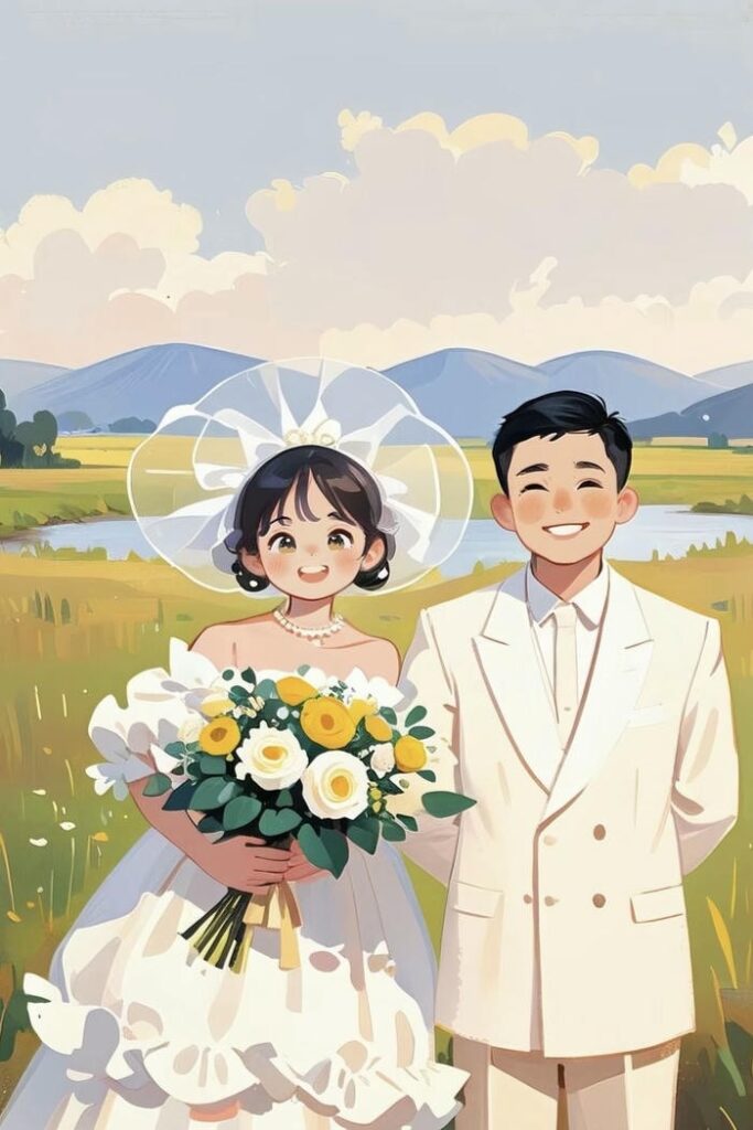 Bộ 114+ ảnh cô dâu chú rể chibi cute cho ngày cưới ngọt ngào