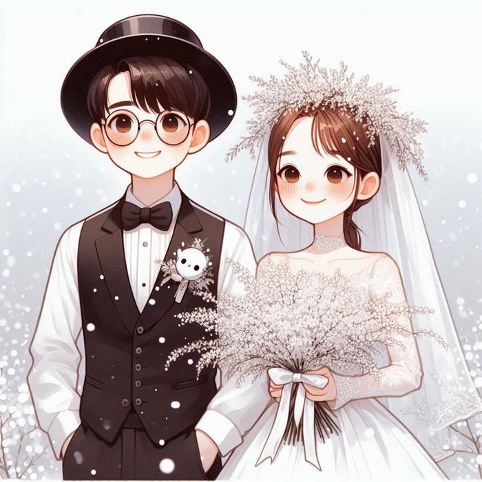 ảnh cô dâu chú rể chibi đẹp trai xinh gái