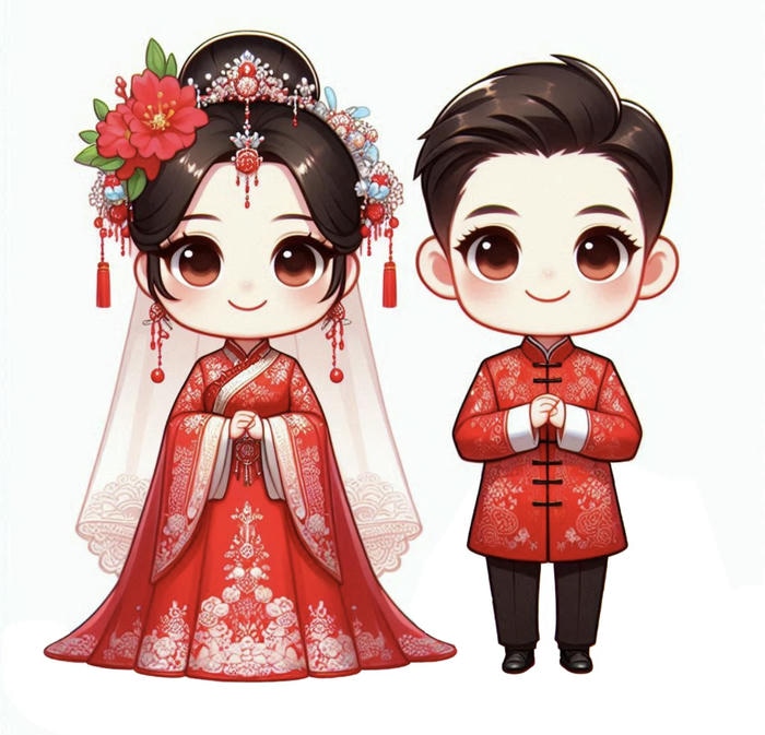 ảnh cưới chú rẻ cô dâu chibi đẹp