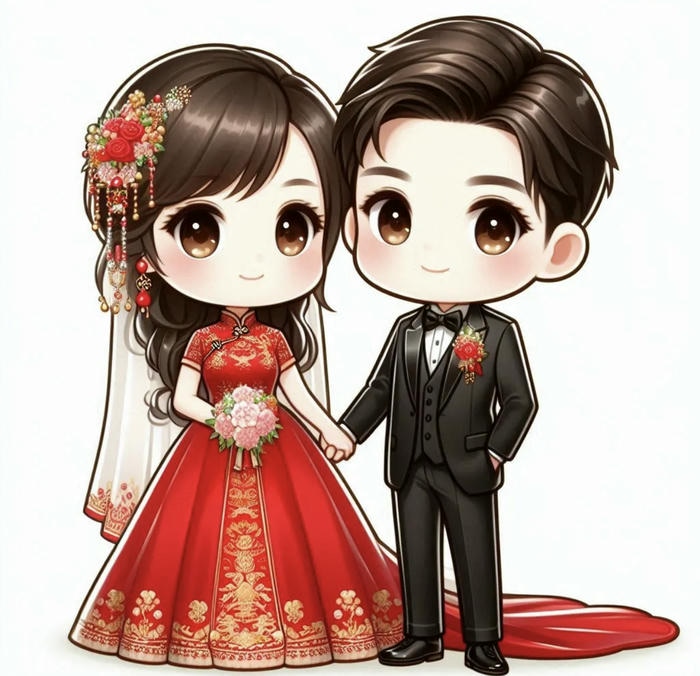 ảnh lễ cưới hoạt hình đáng yêu