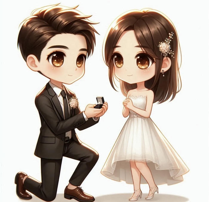 ảnh nhân vật chibi trong lễ thành hôn