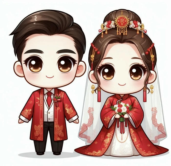 bức hình cưới đôi nhân vật chibi