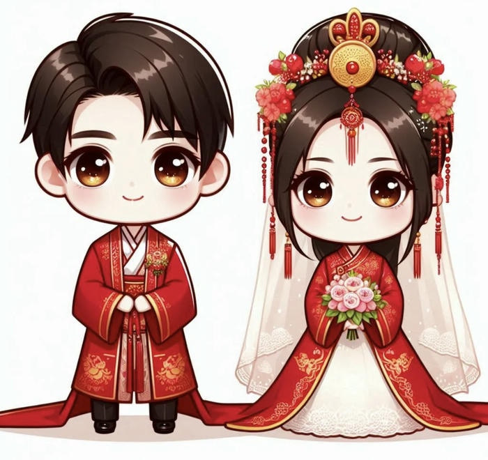 cặp đôi kết hôn dạng chibi