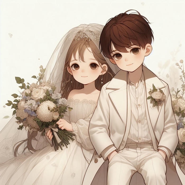 cô dâu chú rể chibi đáng yêu