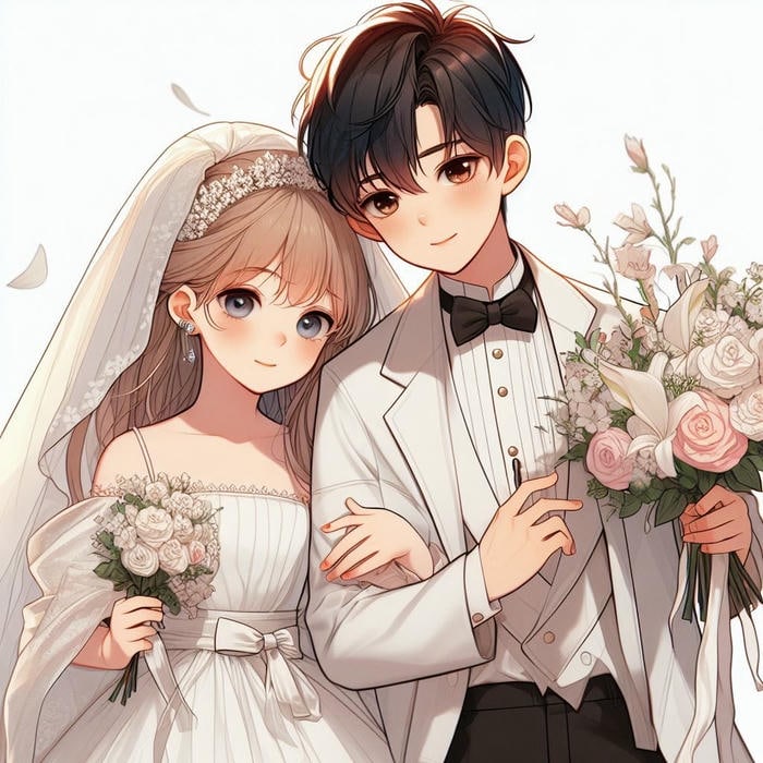 cô dâu chú rể chibi phong cách anime